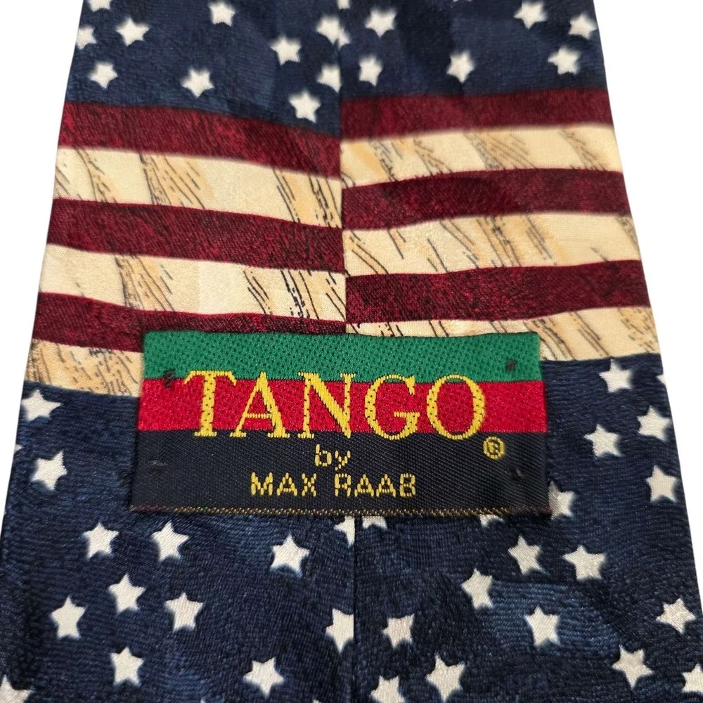 TANGO by MAX RAAB Americana Starry Flowers of Liberty Silk Necktie Red‎ Blue USA